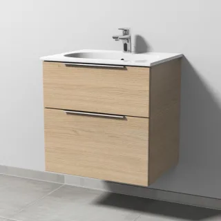Sanipa 3way Waschtischunterbau zu Geberit Acanto Slim Waschtisch mit 2 Auszügen, Eiche-Nordic UM41048
