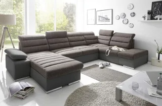 Couchgarnitur PASCARA U-Form mit Schlaffunktion-Schwarz /Otto.. Links