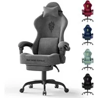 Ferghana Gaming-Stuhl Gaming-Stuhl: Kopfstütze, Lendenkissen, Armlehnen, Fußstütze (Packung), Ergonomischer PC-Stuhl,Rückenlehne 90°-125°