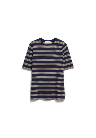Armedangels - JAANISARA FINE STRIPE T-SHIRT tinted navy-golden hay - Gr. - XL