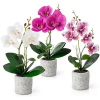 Kunstorchidee 3er Set künstliche Orchideen wie echt (35cm) in Hochglanz-Keramiktopf Orchidee, PASCH