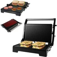 kisidus Kontaktgrill Elektrischer Tischgrill, antihaftbeschichtetete Platten, Paninimaker, 1000 W, sandwichtoaster, 180° Öffnung, für Sandwiches, Steaks, Gemüse, Panini