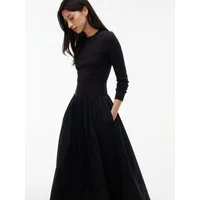 Tommy Jeans Midikleid TJW RIB POPLIN MIDI LS DRESS EXT Baumwolle, figurbetont, in gerippter Struktur