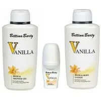 Bettina Barty Duschgel Vanilla Bath & Shower Gel 500ml + Body Lotion 500ml + Deo Roll-On 50ml