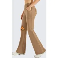 G4Free Schlaghose Damen Thermo Bootcut Yogahose Leggings Winter Gefüttert Fleece Hose Anzughose Warme Stretch mit 4 Taschen