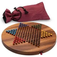 LOGOPLAY Spiel Halma Gr. XL mit Stoffbeutel, Gesellschaftsspiel, Halma Gr. XL für 2 bis 6 Spieler mit Stoffbeutel Spielfeld 31 cm rund