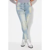 Angel of Style Röhrenjeans Jeans Emma Slim Fit destroyed beiger Denim