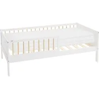 ML-DESIGN Jugendbett Bodenbett Juniorbett inkl. Lattenrost Einzelbett für Kinder Kinderbett, Junior-Bett mit Rausfallschutz & Matratze Bettrahmen aus MDF / Kiefer