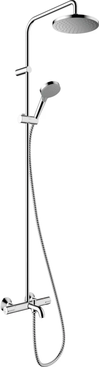 Hansgrohe Showerpipe 200 1jet Vernis Blend EcoSmart chrom mit Wannenthermostat, 26079000 26079000
