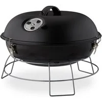 relaxdays Holzkohlegrill Kugelgrill tragbar, schwarz