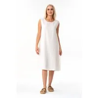 WENOR Sommerkleid aus Leinenmix mit Taschen, Strandkleid ärmellos, locker geschnitten (1-tlg) Ideal für warme Tage, pflegeleicht, mit Eingrifftaschen