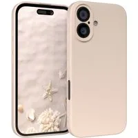 EAZY CASE Handyhülle für Apple iPhone 16 Hülle Silikon 6,1 Zoll, Bumper Case Matt Slimcover Silikonschutzhülle elastisch Taupe / Beige