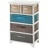 Kobolo Regal Holzregal white washed mit 5 Schubfächern