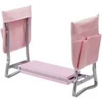 relaxdays Kniebank Gartenarbeit mit Tasche, BxLxH: 60x27.5x50 cm, Pink