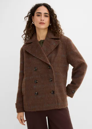 bonprix Karierte Cabanjacke, braun, Gr.44, Modern geschnitten