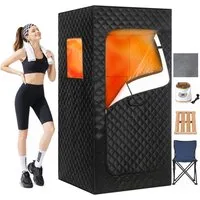 kehot Sauna Dampfsauna für Zuhause mit 1500 W Dampfgenerator, BxTxH: 90 x 90 x 180 cm, (Faltbare Heimsauna mit 3 L Tank & 9 Temperaturstufen, Timer, Tragbare Wellness Sauna platzsparend für kleine Räume) Sauna Set mit Stuhl, Fußmatte, Fernbedienung &