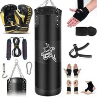 MOPUEA Boxsack Boxsack Sports Boxsack großer Profi Stahlkette Sandsack schwarz 120cm (Hängender Boxsack Set Ungefüllt für Erwachsene Jugend Training), für MMA Muay Thai Karate Taekwondo Training, Oxford-Tuch