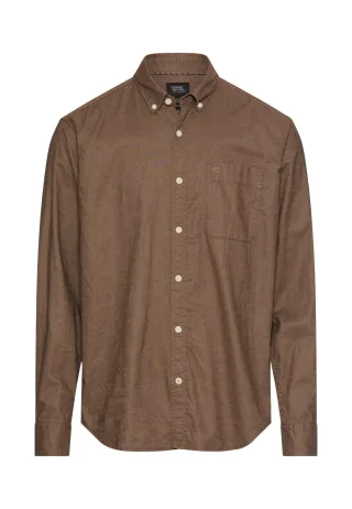 camel active - Langarm Hemd aus Leinen-Baumwoll-Mix mud brown - Gr. - XL
