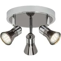Brilliant Deckenstrahler Jupp, LED wechselbar, Warmweiß, LED Spotrondell 3flg chrom/schwarz
