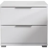 Schlafkontor Nachtkommode Smilla Nachttisch, Nachtkonsole mit Schubkästen, Korpus melaminbeschichtet, silberfarbige oder schwarze Griffe