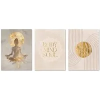 ARTFAVES Bilder-Collage Poster Set Yoga Spirit Trio I mehrteilige Bilderwand I Wandbilder Spir, (Wandbilder modern, 3 St)