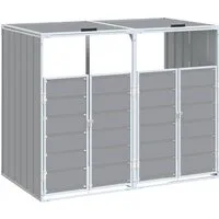 vidaXL Mülltonnenbox Mülltonnenbox für 2 Tonnen Grau 144x81x113 cm Stahl