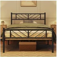 Yaheetech Metallbett Bettgestell 90x190/90x200/140x200cm, Minimalistischer Bettrahmen mit Kopfteil Gästebett mit Lattenrost