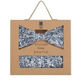 prince bowtie - Set Fliege+Tuch Blumen h-blau - Gr. - OS