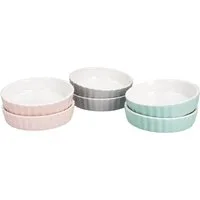 MamboCat Auflaufform 6er Set Crème Brûlée-Förmchen Emilia rosa mint grau Schälchen, Porzellan