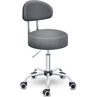 TRESKO Drehhocker Rollhocker mit Lehne, Arbeitshocker höhenverstellbar 46-58 cm, Bürostuhl mit Rollen Hocker Drehstuhl Kosmetikhocker