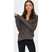 ONLY Strickpullover ONLRENE LS V-NECK REVERSIBEL KNT NOOS Materialmix, regular fit