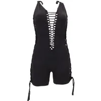 Guru-Shop Hose & Shorts Kurzer Jumpsuit, geflochtener Body, Festival..
