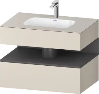 Duravit Qatego Einbauwaschtisch mit Konsolenwaschtischunterbau Graphit & Taupe Matt & Supermatt 800x QA4785049830010