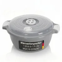 Lantelme Mikrowellenbehälter Mikrowellenschüssel 1,8 Liter grau stapelbar, Kunststoff, (1-tlg., Für Mikrowelle, Gefrier- und Kühlschrank, Picknick), Schüssel Dampfventil, Spülmaschinengeeignet, Deutsche Herstellung