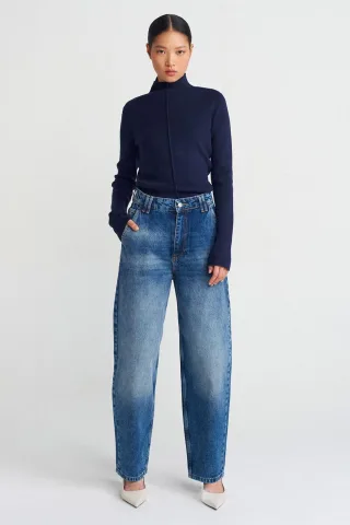 Hochtaillierte Ballon-Weite Jeans