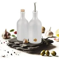 Veluxis Küchenorganizer-Set Essig & Öl Feinsteinzeug Flaschen-Set 2x 500ml + Ausgießer & Deckel, (Set), Made in Germany, 100% UV-Schutz, lebensmittelechte Materialien