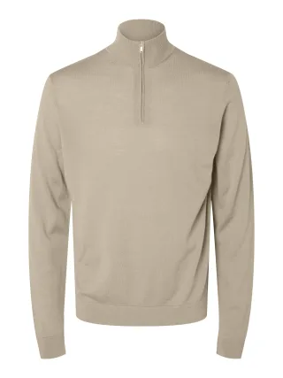 SELECTED MEN - SLHTRAY LS KNIT MERINO HALF ZIP NOOS kelp - Gr. - XXL