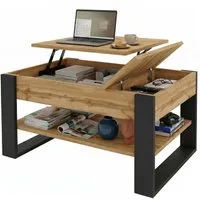 TREND WERK Couchtisch Lift-Couchtisch höhenverstellbar Sofatisch 92×54 cm mit Stauraum (verstecktem Fach Wohnzimmertisch Holz modern Wohnzimmertisch)