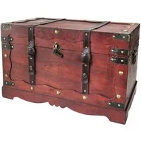 HMF Schatzkiste Schatztruhe Frankreich aus Holz mit dekorativem Metallschloss (1 St), handgefertigte Holztruhe, 60 x 35 x 38 cm