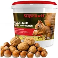 Supravit Frische Nüsse-Mix Eichhörnchenfutter 1kg - Ganzjähriges Futter, Ergänzungsfutter für: Nutz-/ Wildtier