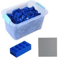 Katara Bausteine Box-Set mit 520 Steinen + Platte + Box Konstruktionsspielsteine, (3er Set), Blau, 100% Kompatibel Sluban, Papimax, Q-Bricks, LEGO®