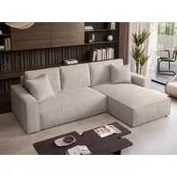 Beautysofa Ecksofa mit Schlaffunktion und Bettkasten PARYS L, Polstersofa aus Cordstoff, POSO-Cordstoff, Ottomane auf der linken oder rechten Seite