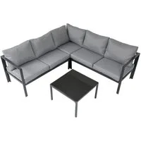 SVITA Gartenlounge-Set MISSOURI, (Set, Modulares Ecksofa mit Tisch), 4-tlg. Outdoor Sofa, Schwarz / Grau