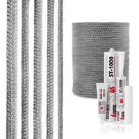 STEIGNER Dichtungsband STEIGNER Ofendichtschnur Kamindichtung aus GLASFASERN, (1m Rolle, 1-St., Ofendichtschnur + Montagekleber), hitzebeständig bis 550°C, feuerfestem Montagekleber, 1m, 6mm, SKD02