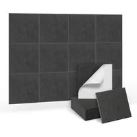 FIVMEN Wandpaneel Akustikpaneele Wand Selbstklebend Schalldämmung 3D Wandverkleidung, Akustik Schwarz/Weiß/Hellgrau 12er/set Polyesterfaser