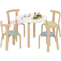 AIYAPLAY Kindersitzgruppe Tragfähigkeit bis zu 80 kg, (Kindermöbel, 5-tlg., 5-teiliges Set mit Tisch und Stühlen), für Kinder von 3-8 Jahren, Mehrfarbig