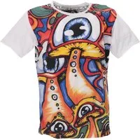 Guru-Shop T-Shirt Mirror T-Shirt - Mushroom/weiß Goa Style, Festival, alternative Bekleidung