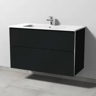 Sanipa 3way Waschtischunterbau zu Duravit ME by Starck Waschtisch mit 2 Auszügen, Vulkan-Matt BP7261V