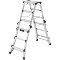 Hailo Teleskopleiter D100 TL TopLine, Alu-Teleskop-Doppelstufenleiter mit flexibler Arbeitshöhe