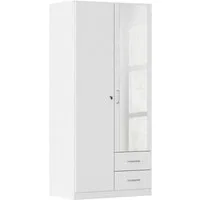 rauch Kleiderschrank Schrank Garderobe Garderobenschrank Putzschrank Wäscheschrank BERGHEIM (Breiten 91/136/181 cm, Höhe 197 cm) 2 Außenschubladen, Tür/en abschließbar je 2 Schlüssel MADE IN GERMANY